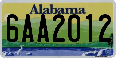 AL license plate 6AA2012