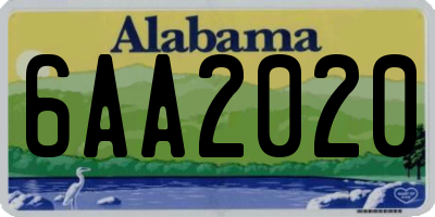 AL license plate 6AA2020