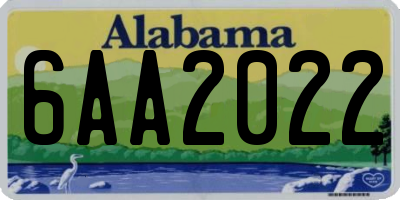 AL license plate 6AA2022