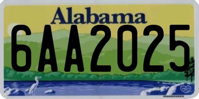 AL license plate 6AA2025