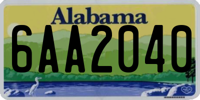 AL license plate 6AA2040