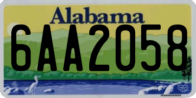AL license plate 6AA2058