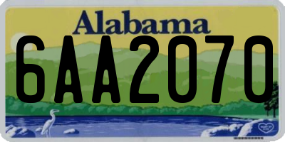 AL license plate 6AA2070