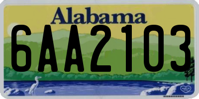 AL license plate 6AA2103