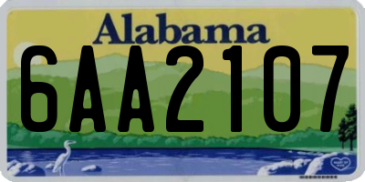 AL license plate 6AA2107