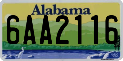 AL license plate 6AA2116