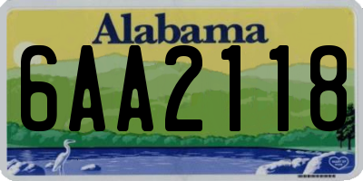 AL license plate 6AA2118