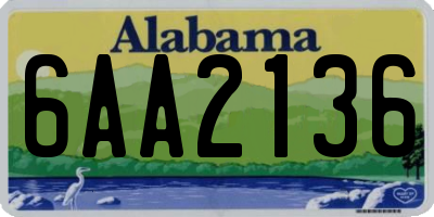AL license plate 6AA2136