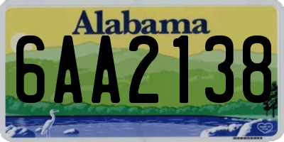 AL license plate 6AA2138