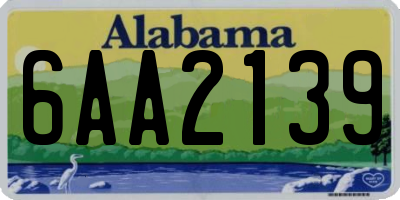 AL license plate 6AA2139