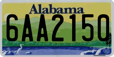 AL license plate 6AA2150