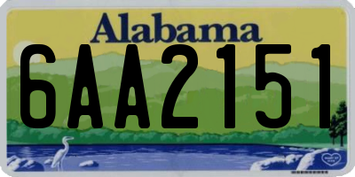 AL license plate 6AA2151
