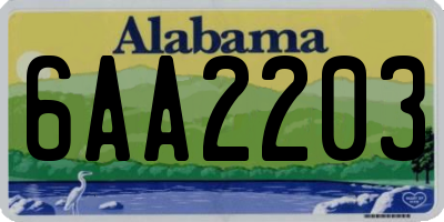 AL license plate 6AA2203