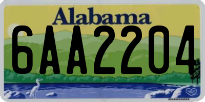 AL license plate 6AA2204