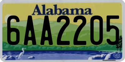 AL license plate 6AA2205