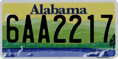 AL license plate 6AA2217