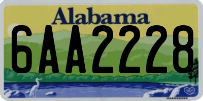 AL license plate 6AA2228