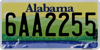AL license plate 6AA2255