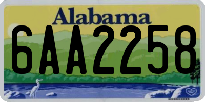AL license plate 6AA2258