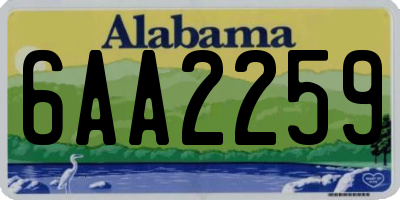 AL license plate 6AA2259