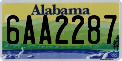 AL license plate 6AA2287