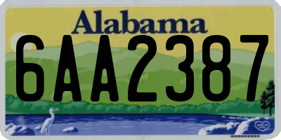 AL license plate 6AA2387