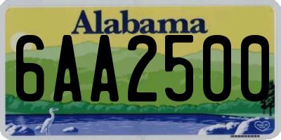 AL license plate 6AA2500