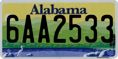AL license plate 6AA2533