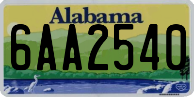 AL license plate 6AA2540