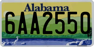 AL license plate 6AA2550