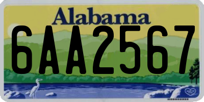 AL license plate 6AA2567