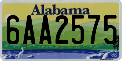 AL license plate 6AA2575