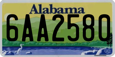 AL license plate 6AA2580