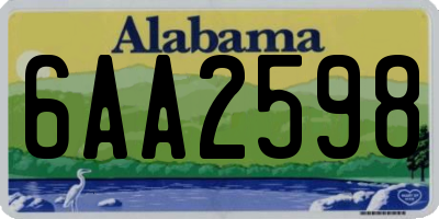 AL license plate 6AA2598