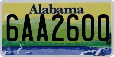 AL license plate 6AA2600