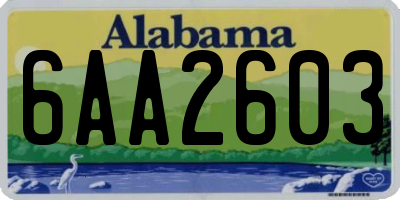 AL license plate 6AA2603