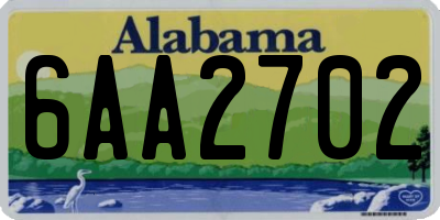 AL license plate 6AA2702