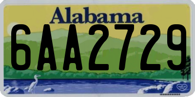AL license plate 6AA2729