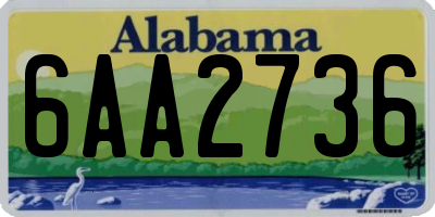 AL license plate 6AA2736