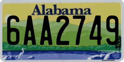 AL license plate 6AA2749
