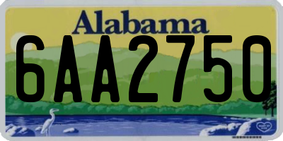 AL license plate 6AA2750