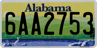 AL license plate 6AA2753