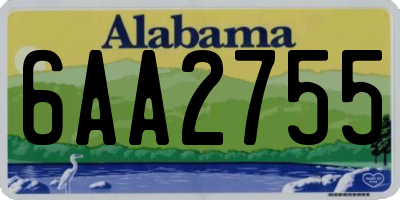 AL license plate 6AA2755
