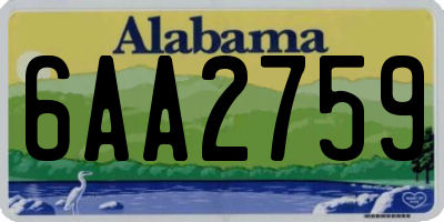 AL license plate 6AA2759