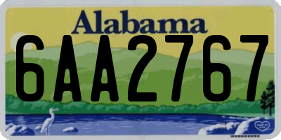 AL license plate 6AA2767
