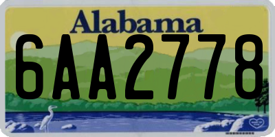 AL license plate 6AA2778