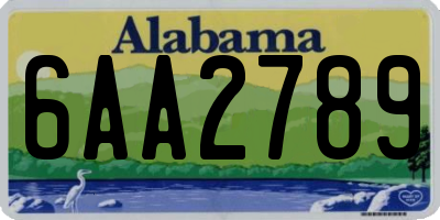 AL license plate 6AA2789