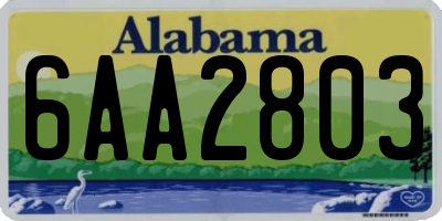 AL license plate 6AA2803