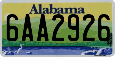 AL license plate 6AA2926