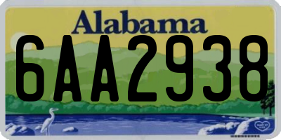 AL license plate 6AA2938